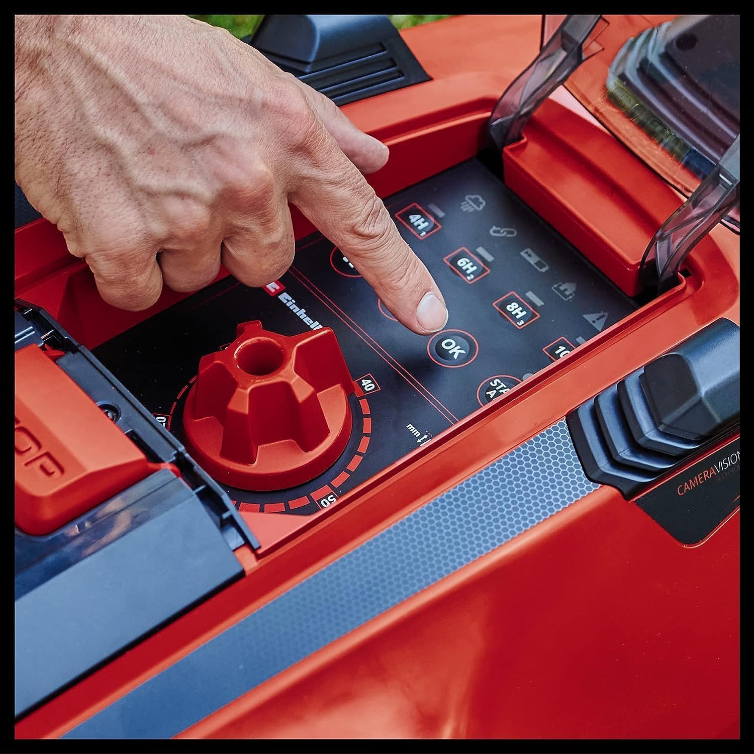 Einhell Mhroboter FREELEXO CAM 500 Power X-Change (18V, Kamera ersetzt Begrenzungsdraht, für 500 m, Brushless, bis 25% Steigung, Schnittbreite 18 cm, inkl. 3,0 Ah Akku, 5 m Magnetband)