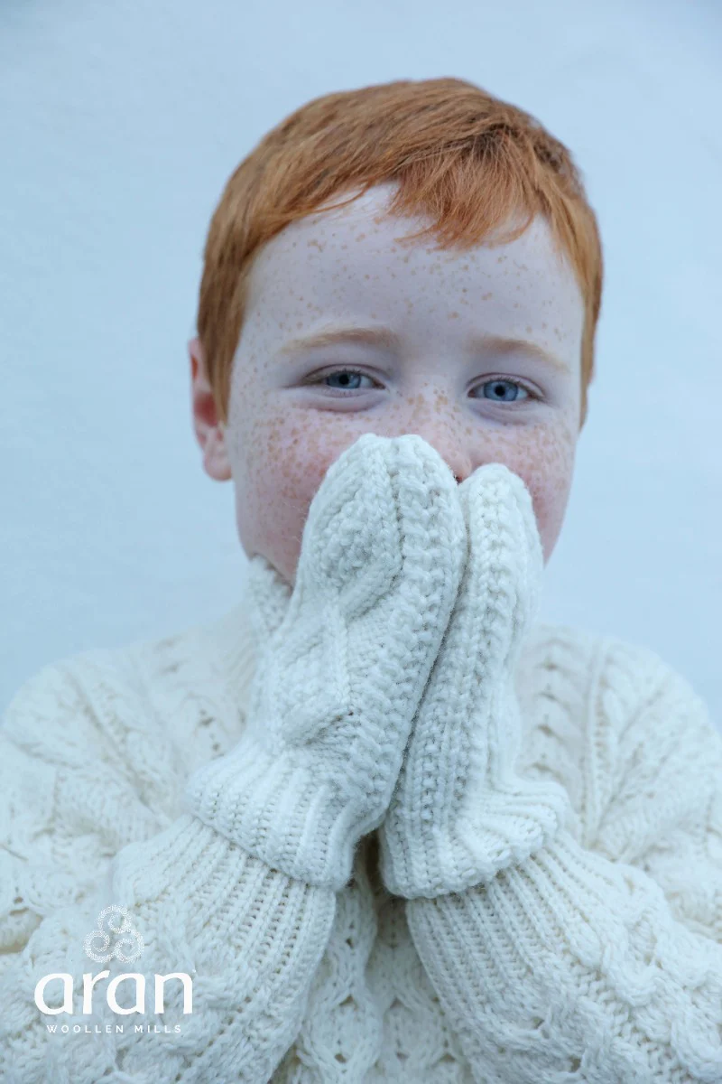 Childrens Handknit Mittens , Natural