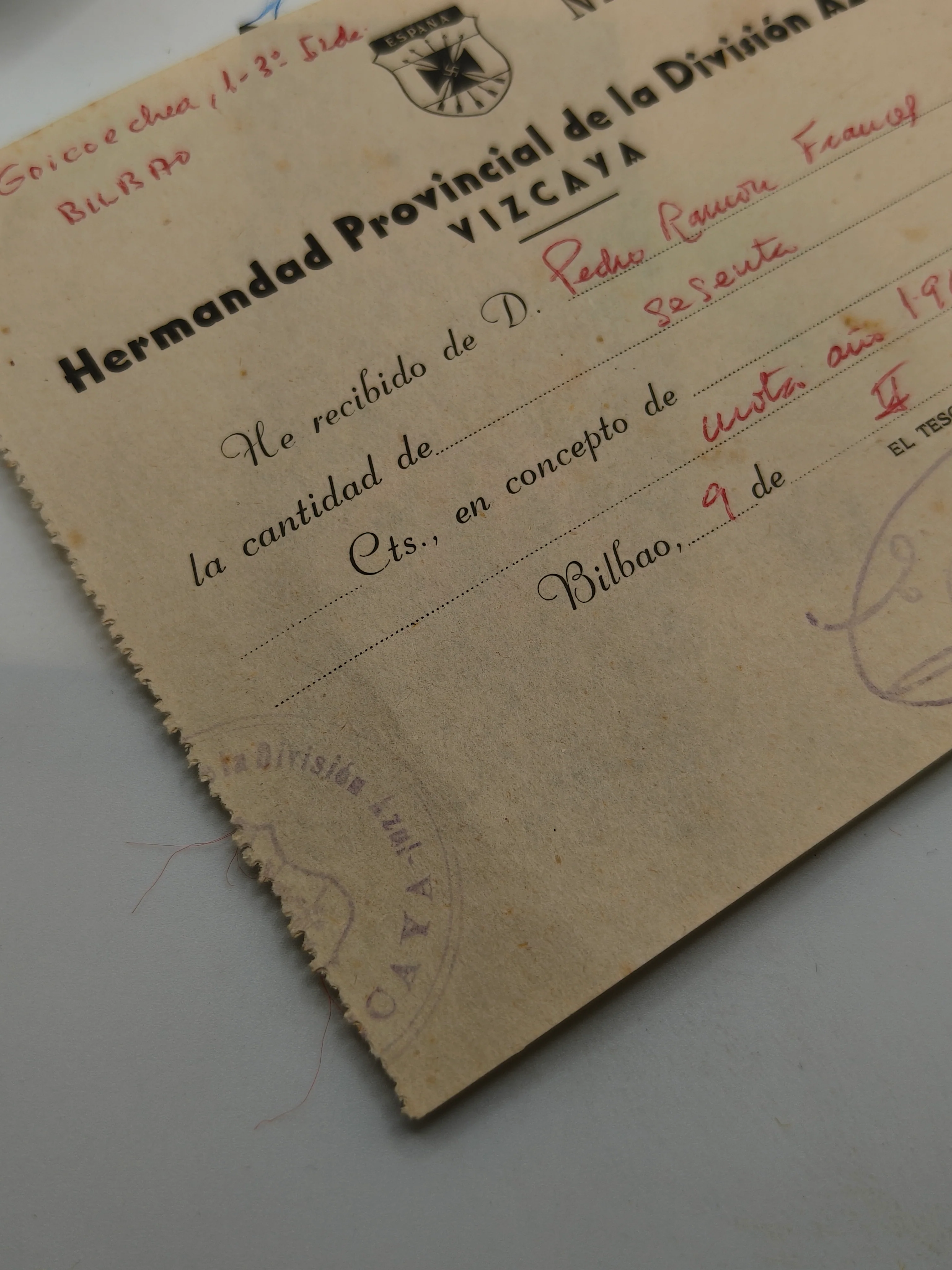 Lote hermandad divisi��n azul Vizcaya .
