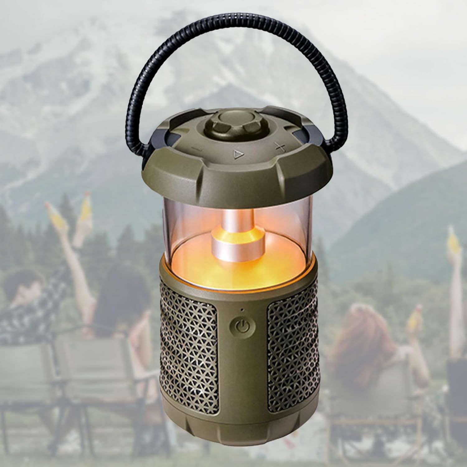 Tragbare Camping-Laterne mit kabellosem Lautsprecher, 360°-Sound, mehrere Modi, Helligkeit einstellbar, Außen- und Innenbeleuchtung, für Wandern, Grillen, Notfall