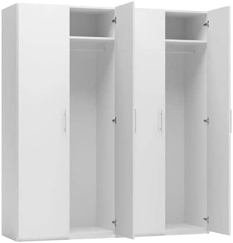 MY BRAND Germanvox Swift Wardrobe with 4 Doors Bedroom Matt White Made in Italy L.181 D.53 H.202 cm