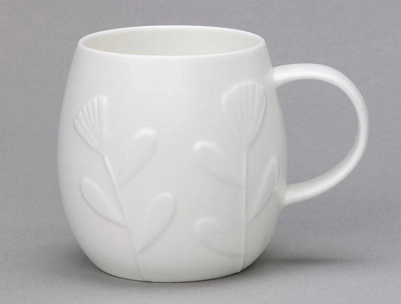 Plum Bud White Bone China Mug - Large