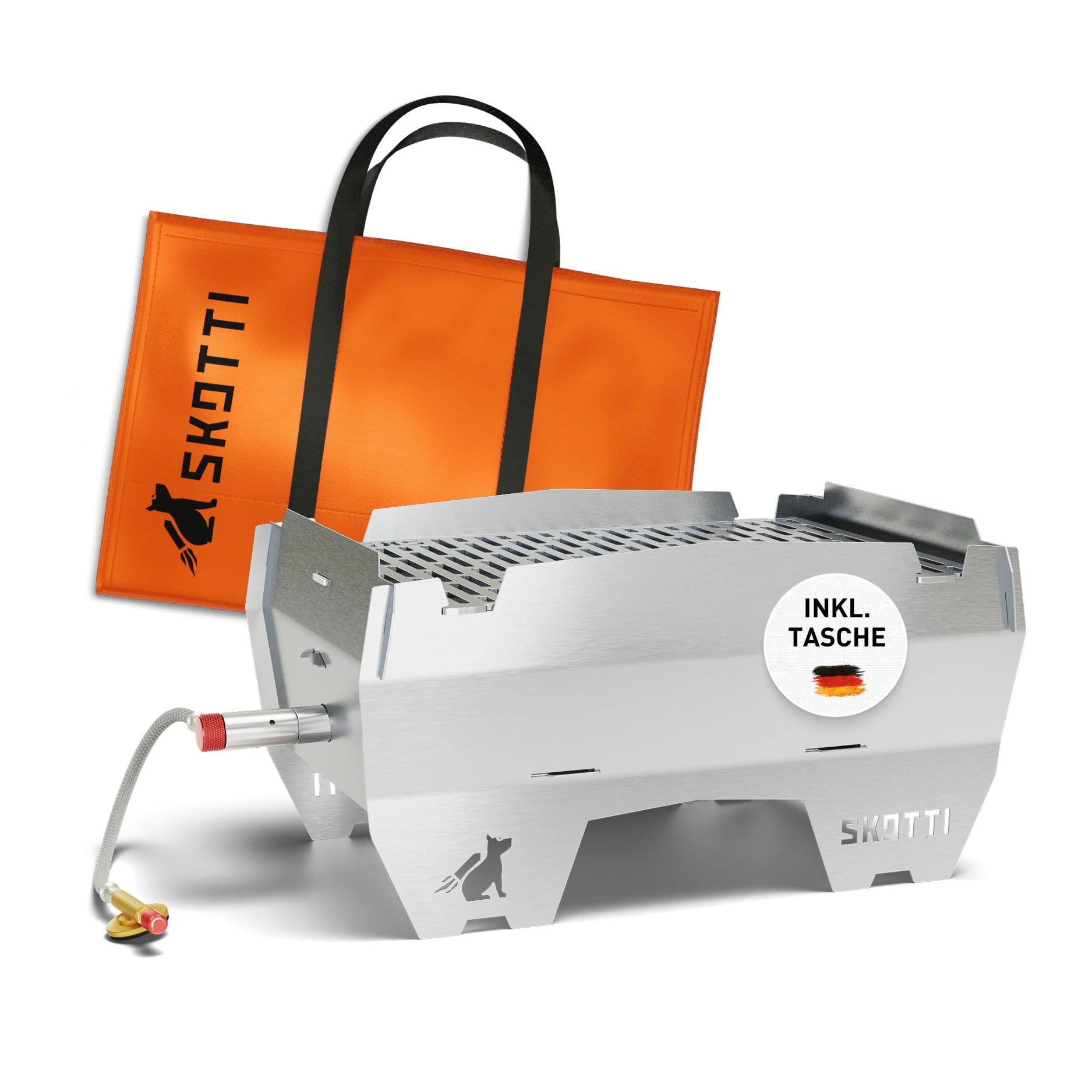 SKOTTI Gasgrill kleiner faltbarer Campinggasgrill für Gaskartuschen tragbarer Grill für Outdoor Reise und BBQ