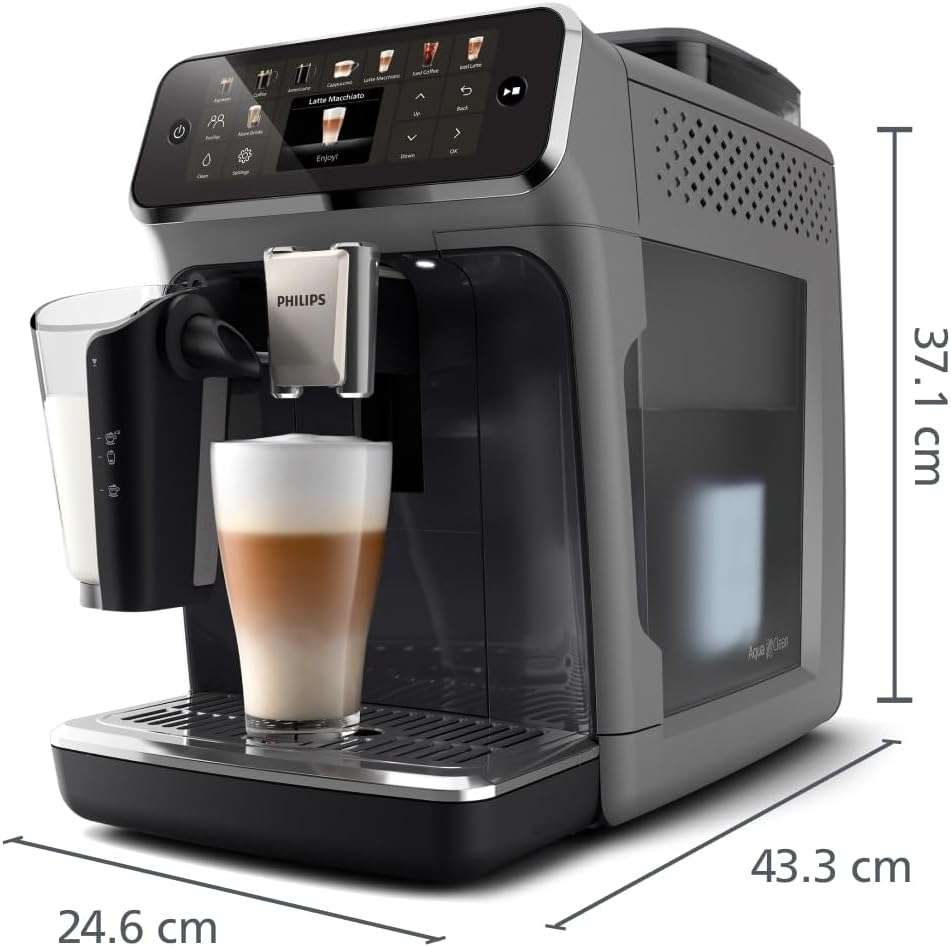 Serie 5500 Macchina per Espresso Completamente Automatica - 20 caffè Caldi e con Ghiaccio, Sistema LatteGo Veloce da Pulire, 40% Più Silenziosa con SilentBrew, QuickStart, Grigio (EP5544/50)