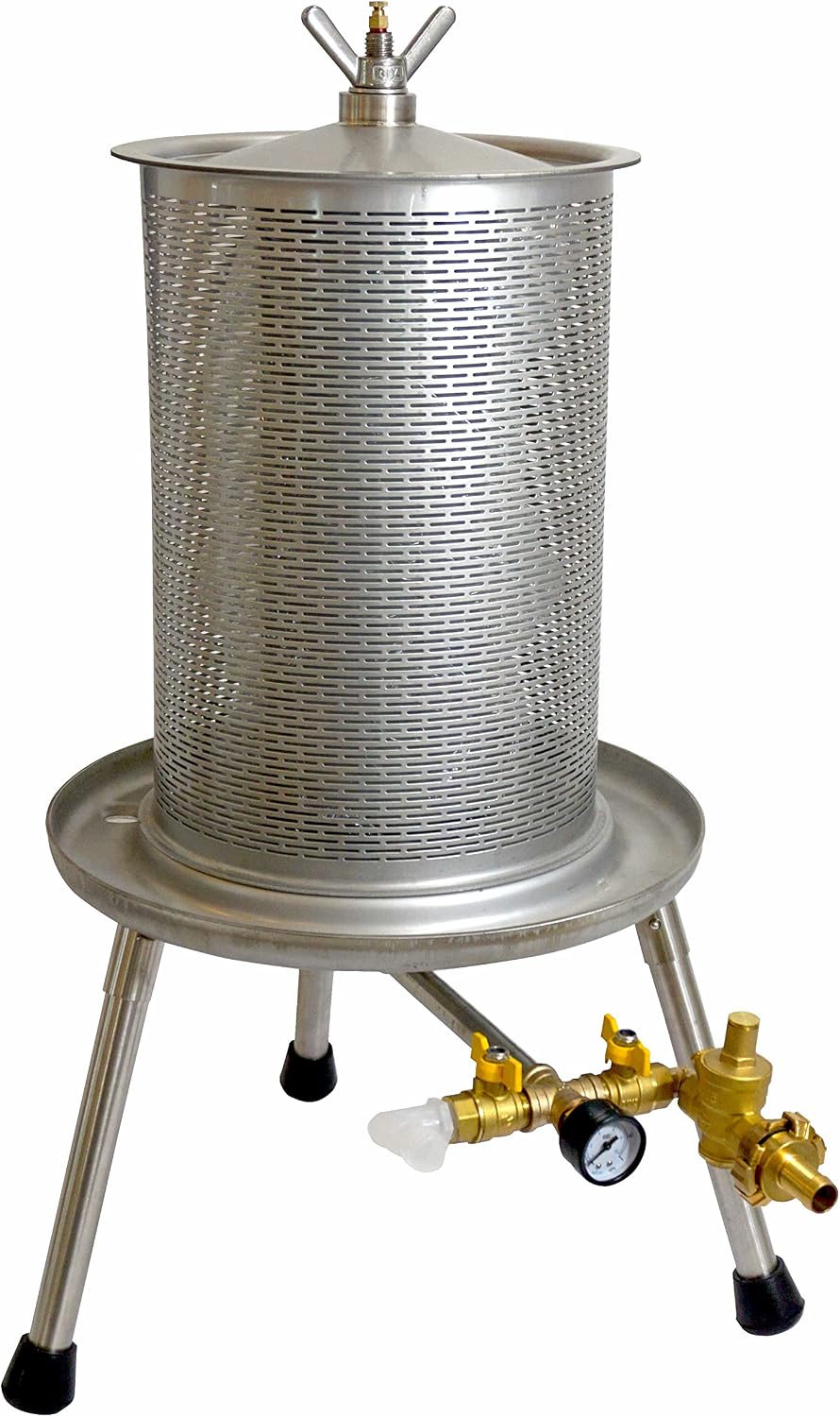 Fischer Edelstahl Wein Apfel Obst Saft Hydropresse 20 Liter INOX mit Wasserdruck-Antrieb