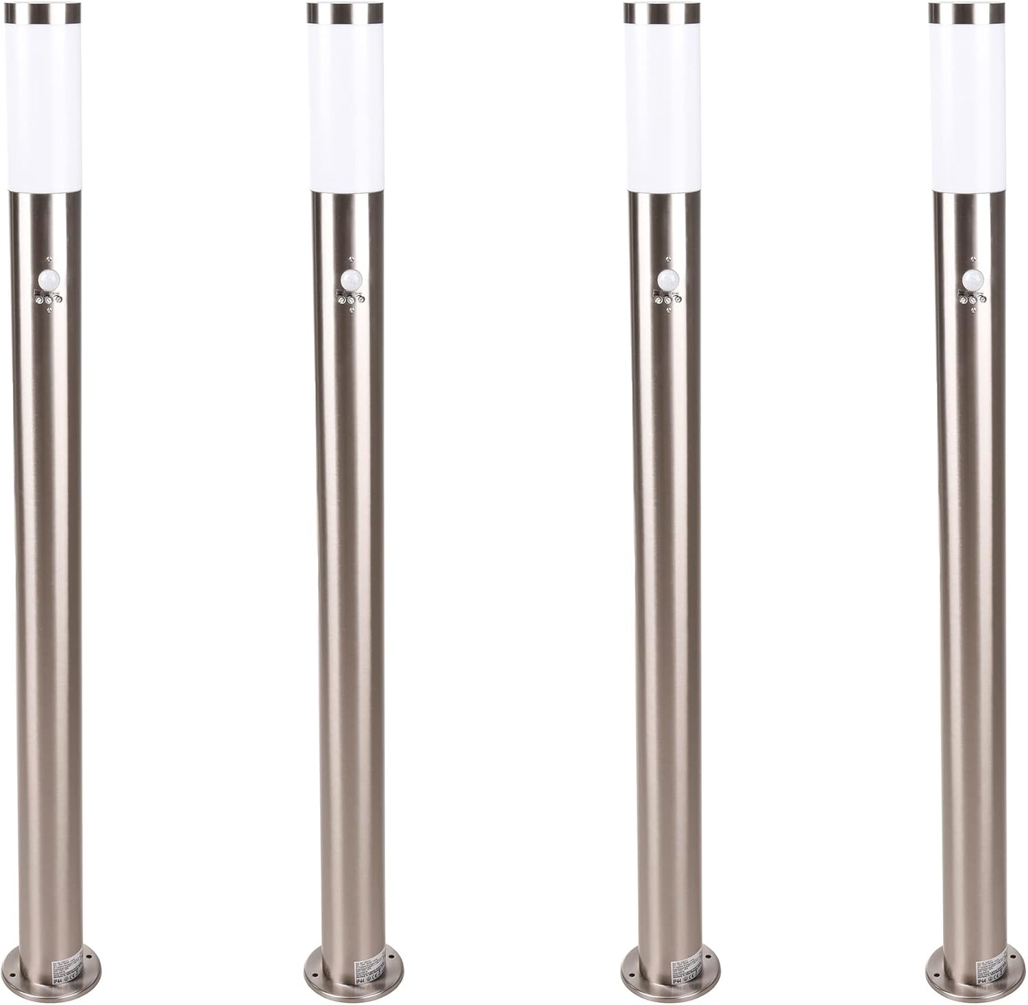 Novatool 4x Wegeleuchte I 110 cm I mit Bewegungsmelder I Edelstahl I IP44 I E27 Sockel I Wegebeleuchtung aussen Aussenleuchten Garten Standleuchte Terassenleuchte Gartenleuchte stehend