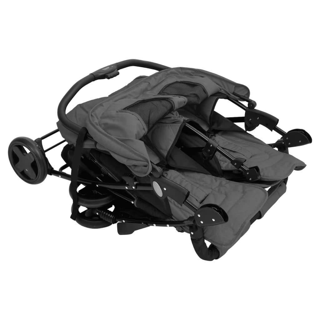 Kinder-Buggy aus Stahl, Leinen in Dunkelgrau