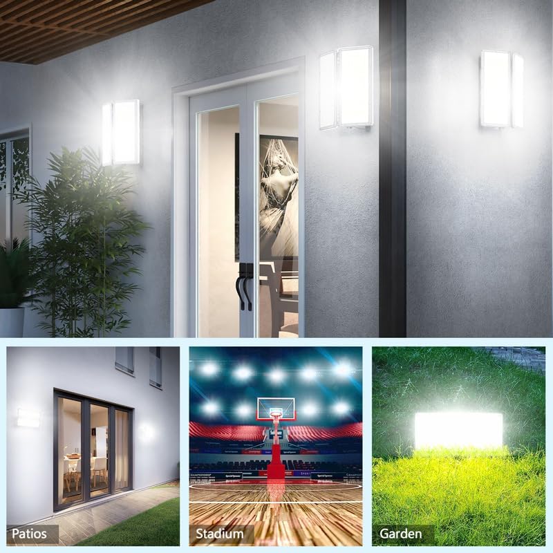 400W LED Strahler Fluter Außen 40000LM 2 Stücke, LED Scheinwerfer 6500K Kaltweiß IP66 Wasserdicht für Garten/Lager/Hofbeleuchtung