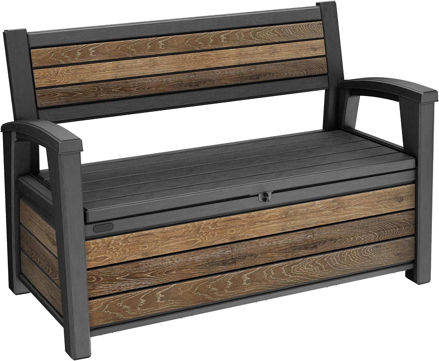 Keter Sitzbank, 227 l, Walnuss, Gartenbank mit Stauraum