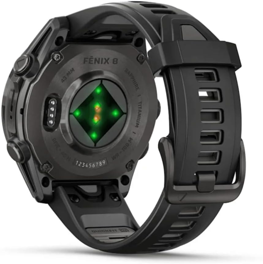 Fenix 8–43 mm, AMOLED, Saphir, Carbongrau, DLC Titan mit schwarz/kieselgrauem Silikon