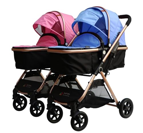 PASSEGGINO/CARROZZINA PIEGHEVOLE 2in1 DOPPIO/GEMELLARE DUE BLU E ROSA BAMBINI : Amazon.it: Prima infanzia