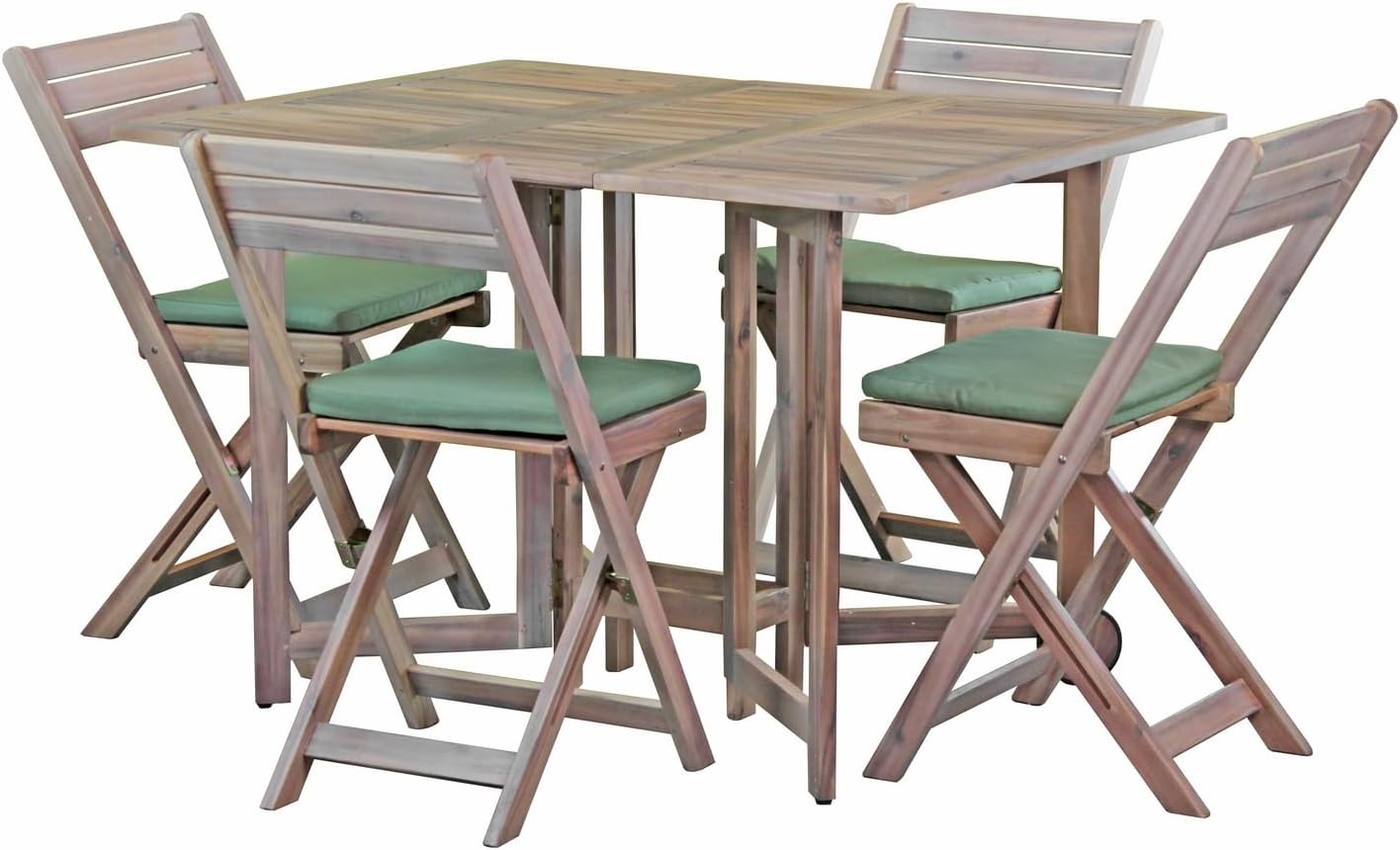 Brigros Estosa Wooden Garden Table Set Table + Chairs Set Acacia Wood Easy Close for Transportation and Use in Gardening Camping (Acacia, Lux 4 Chairs)