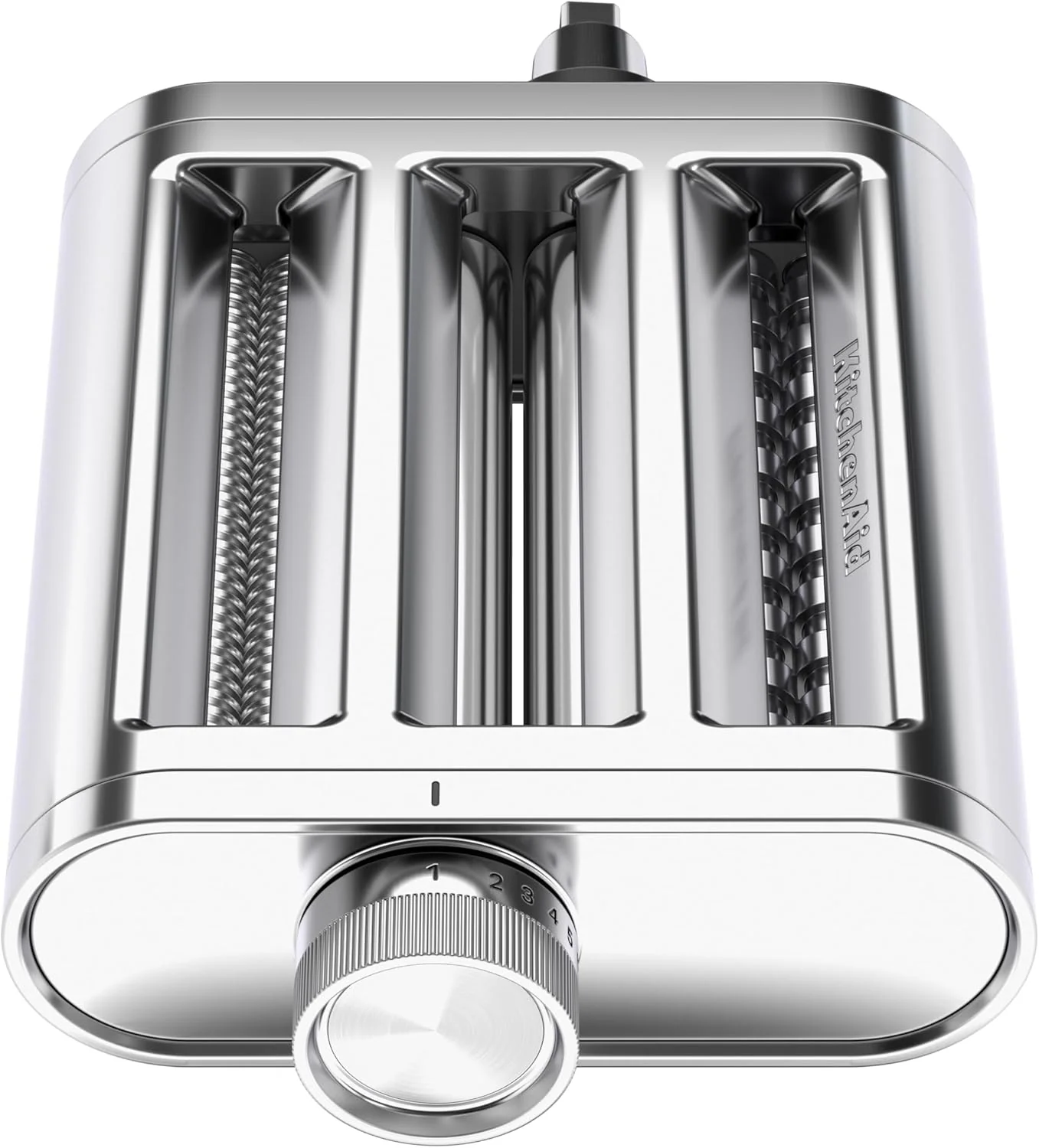 KitchenAid Metall 3-in-1 Nudelvorsatz 5KSM3MPA, Edelstahl-Aufsatz für KitchenAid Standmixer, Nudelroller, Schneider, enthält Nudelwalze