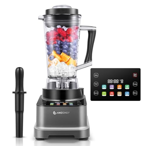 AMZCHEF 8 IN 1 Frullatore Tritatutto Multifunzione con Touch LCD | Frullatore 2000W con 8 Menu e 10 Velocità | Blender 2L per Tritaghiaccio, Gelato, Smoothie, Estratto, Purea, Salsa | Grigio : Amazon.it: Casa e cucina