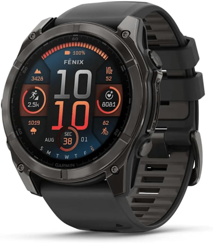 Amoled Smartwatch Fenix 8-51 MM | Premium Sportuhr mit integrierter LED-Taschenlampe, Lautsprecher und Mikrofon | Bis zu 29 Tage Akkulaufzeit im Smartwatch-Modus