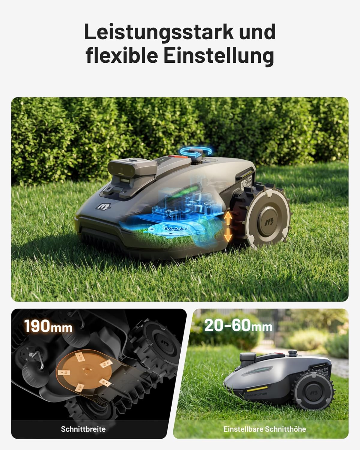 MAMMOTION YUKA mini 2 500 Mähroboter ohne Begrenzungskabel, Empf. 500 m2, Kein RTK, Kein Signalabbruch, KI TrueVision-Navigation, Auto-Mehrzonen-Kartierung, DropMow, RWD für 45% Steigung, 4.5Ah-Akku