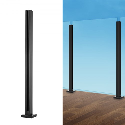 VEVOR Glasklemme 37,4 Zoll H Geländerhalterung 0,39-0,47 Zoll Glas Schwarz