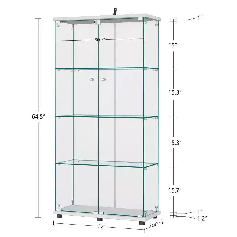 64.5 X 32 Glass Display Cabinet Curio Cabinet with Lock