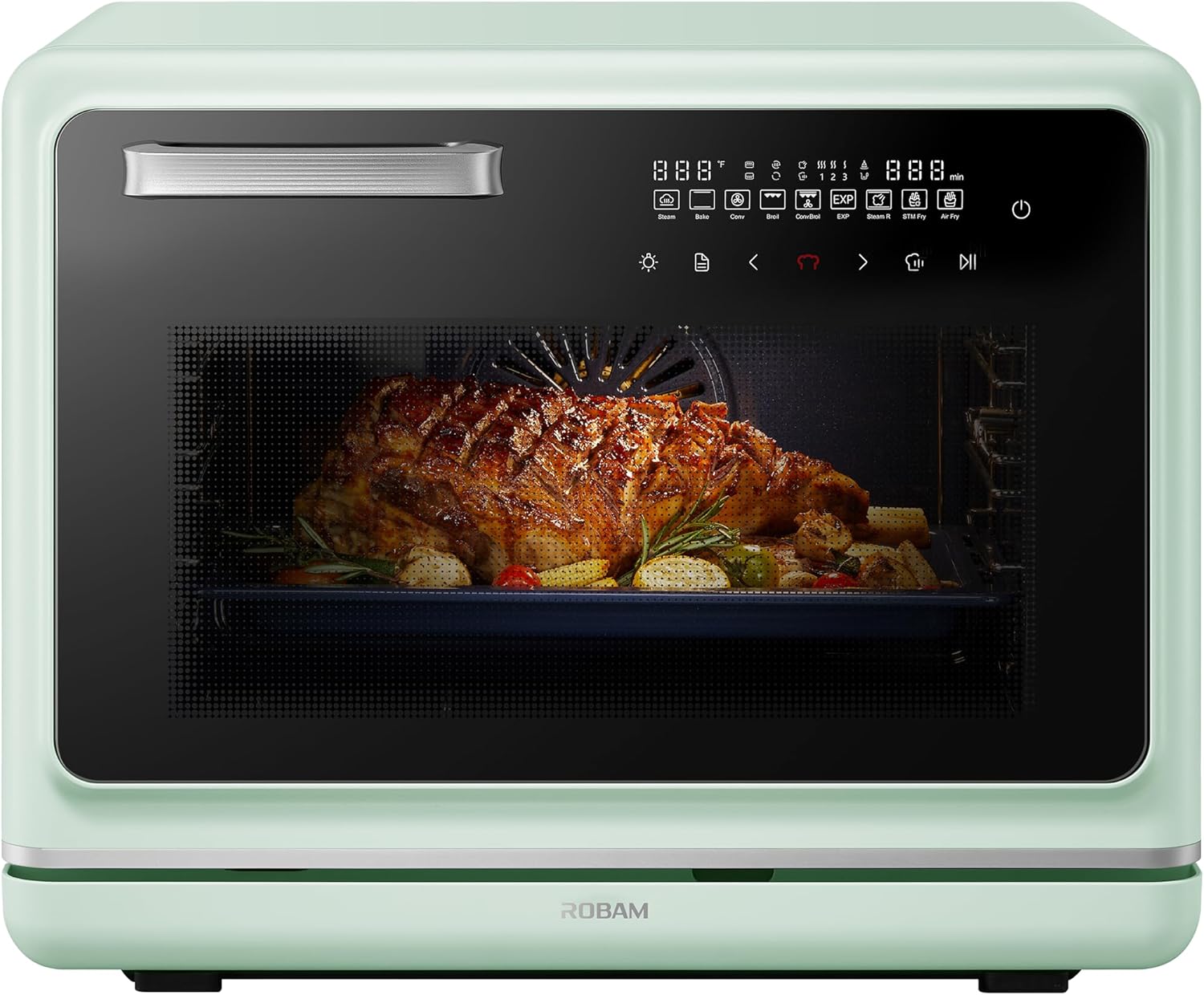 ROBAM Toaster Air Fryer Steam Oven Combo, Countertop Convection Cooker with Fry & Bake, 1.2 Cu.Ft Large Capacity Combi Oven, Smart Touch Precise Temp Control, Multi-Stage, 32 Preset Recipes (Green)