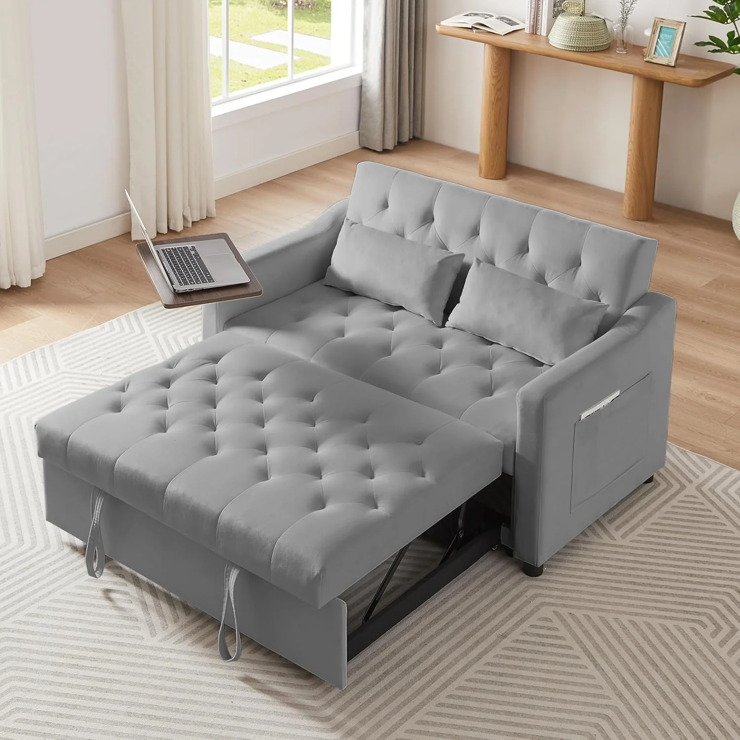 65'' 3-in-1 Folding Convertible Sofa Bed Pullout Sofa
