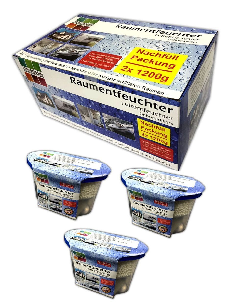 Granulat-Luftentfeuchter 3x Raumluftentfeuchter 230g Granulat Lufttrockner