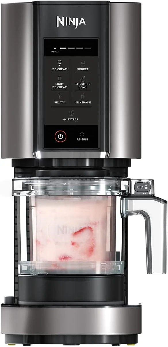 Ninja NC302EU Eismaschine 1,4 L – 7 Programme, Creamify Technologie, 2 Behälter, Schwarz/Silber