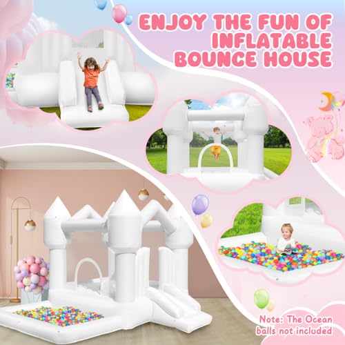 Castello Gonfiabile Bianco con Scivolo Trampolino e Piscina di Palline, Castelli Gonfiabili Esterno Interno con Soffiatore per Bambini Giardino Parco Festa Matrimonio Compleanno Regali, 320×280×210cm : Amazon.it: Giochi e giocattoli
