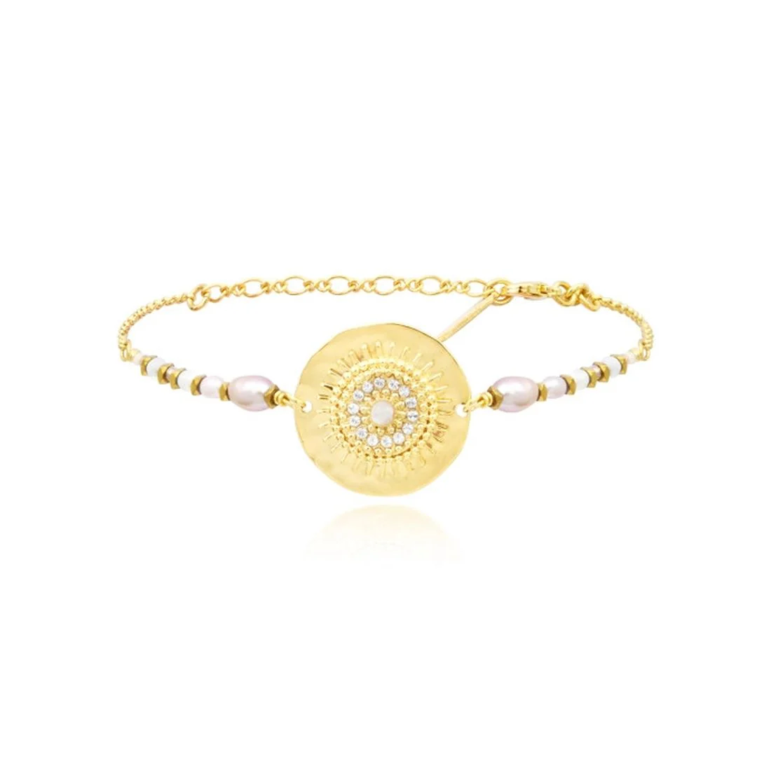 Bracciale Satellite dorato con perle bianche DAK21/PE