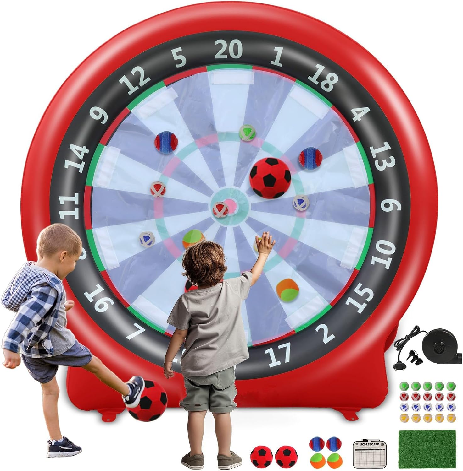Palline gonfiabili del bordo delle freccette di calcio,Dartboard gigante gonfiabile,Freccette da golf Kick Darts,Lanciare Darts Gioco con Pompa,Giant Dart Board Target Yard Giochi