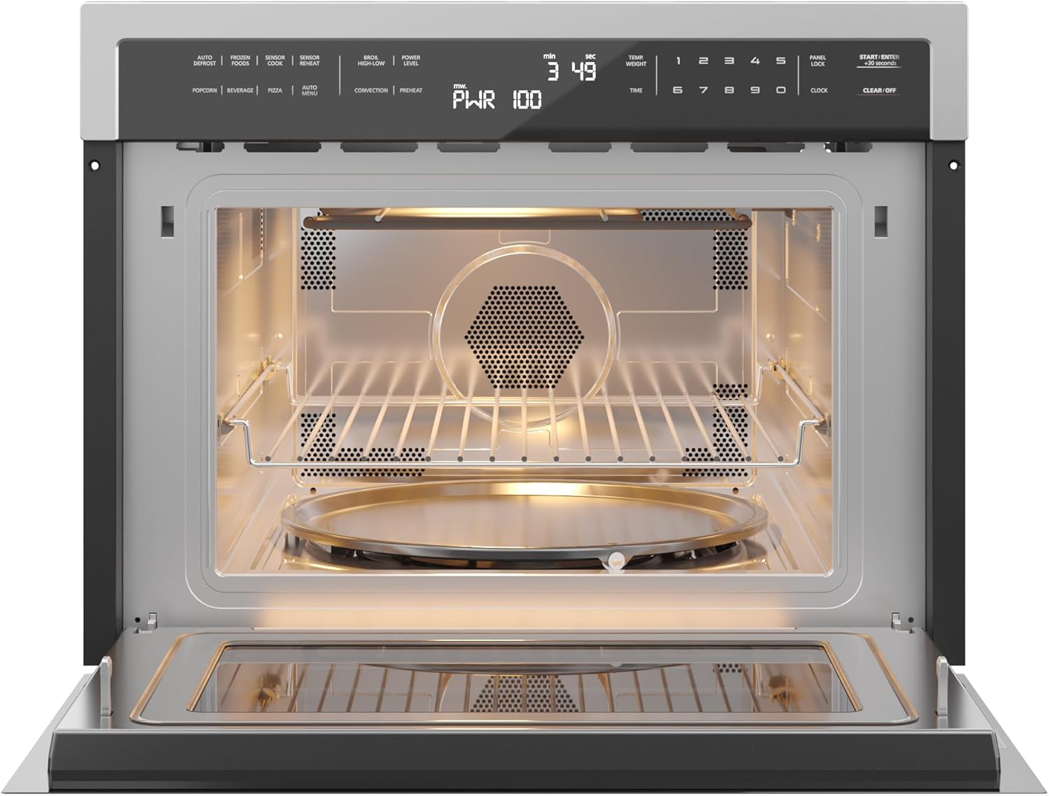KoolMore 24 Inch Built-in Convection Oven and Microwave Combination with Broil, Soft Close Door, 1000 Watt Power, Stainless Steel Finish, Touch Control LCD Display