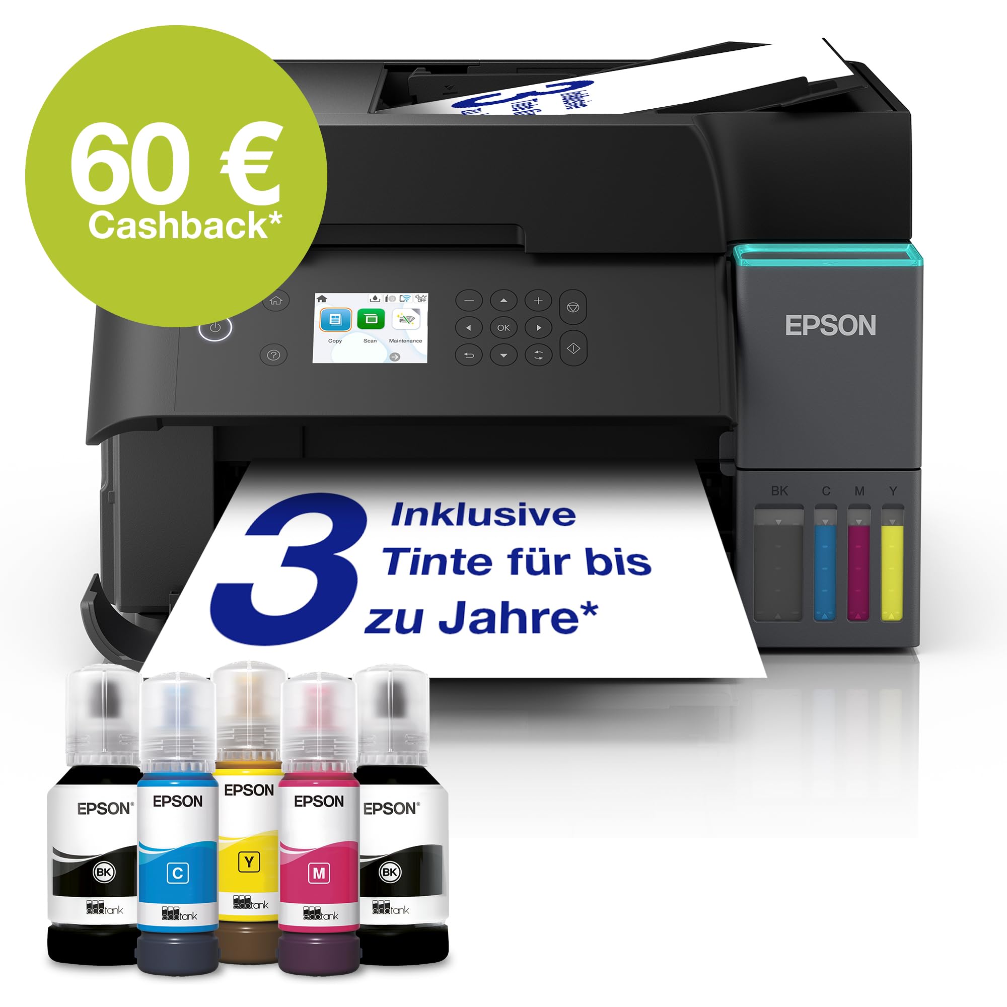 Epson EcoTank ET 3950 Tintentankdrucker Home Office WLAN A4 Duplex Druck Kopieren Scannen ADF Tinte 3 Jahre