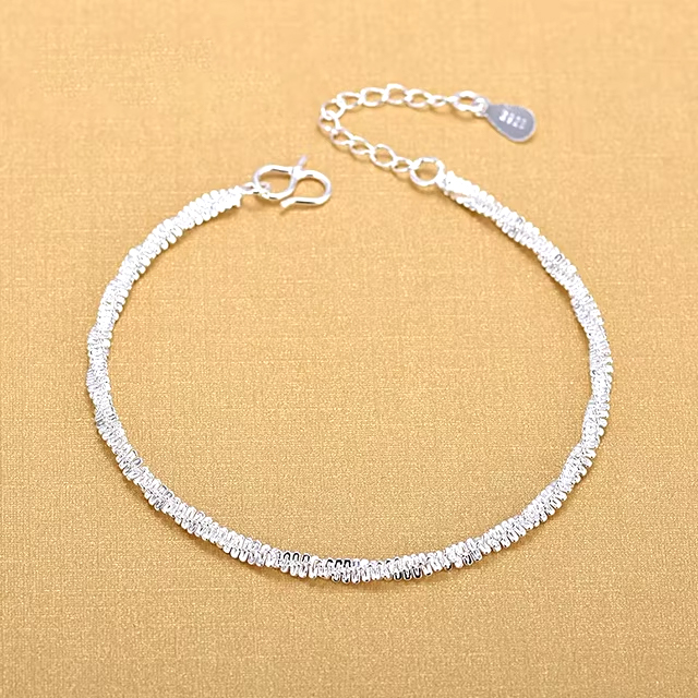 Sterling Silver Smooth Surface Beads Anklet