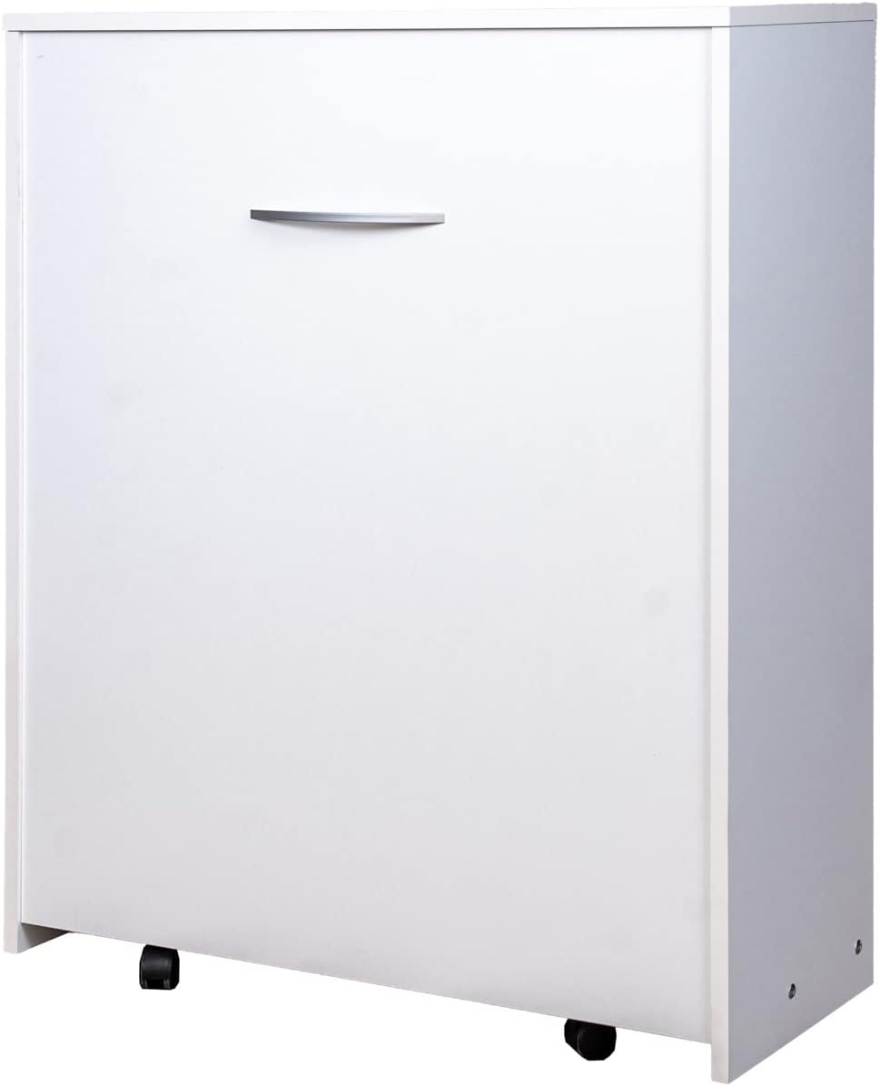 Arredo Stock Letto singolo estraibile e a scomparsa con mobile bianco, rete e materasso, 80x190 cm