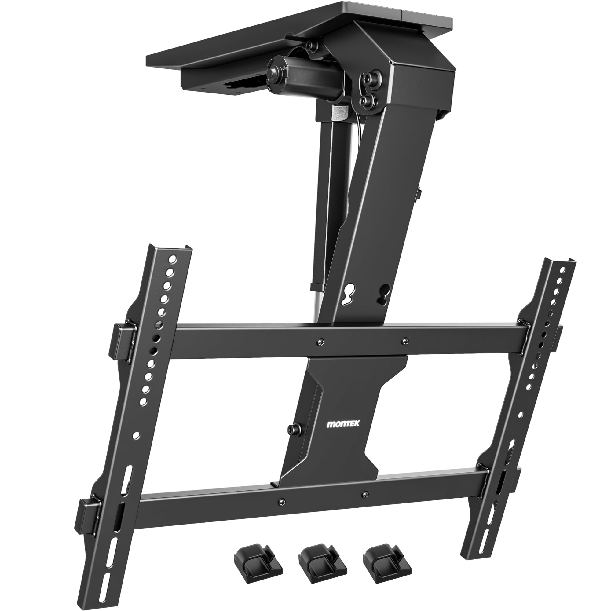 Elektrische TV-Deckenhalterung für 37-75 Zoll Fernseher, motorisiert neigbar bis 45 kg, VESA 200x100 bis 600x400 mm, mit Fernbedienung und