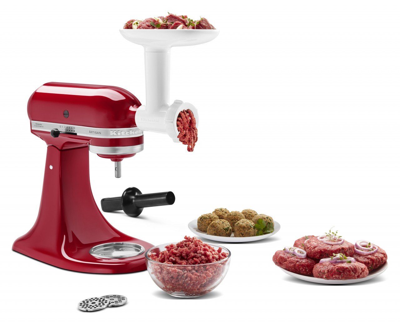 Küchenmaschine KitchenAid Fleischwolf 5KSMFGA Gr. 5 + gratis Holzlöffel