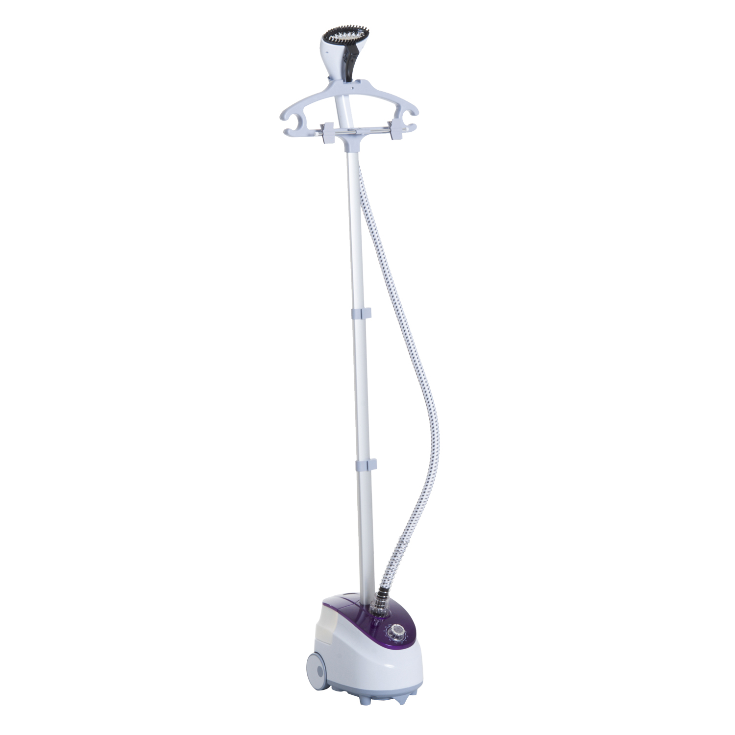 HOMCOM Dampfgarer vertikal Dampfbügler für Kleidung 1,8 L 1800 W Dampffluss 30 g/min teleskopischer Ständer weiß violett