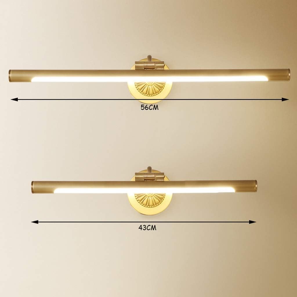 Spiegelfrontleuchte, Amerikanische Vollkupfer-Led-Badezimmerleuchte, Wasserdicht, Schminktisch-Spiegelschranklampe, Moderne Minimalistische Schlafzimmer-Wandleu,Neutral Light-43cm
