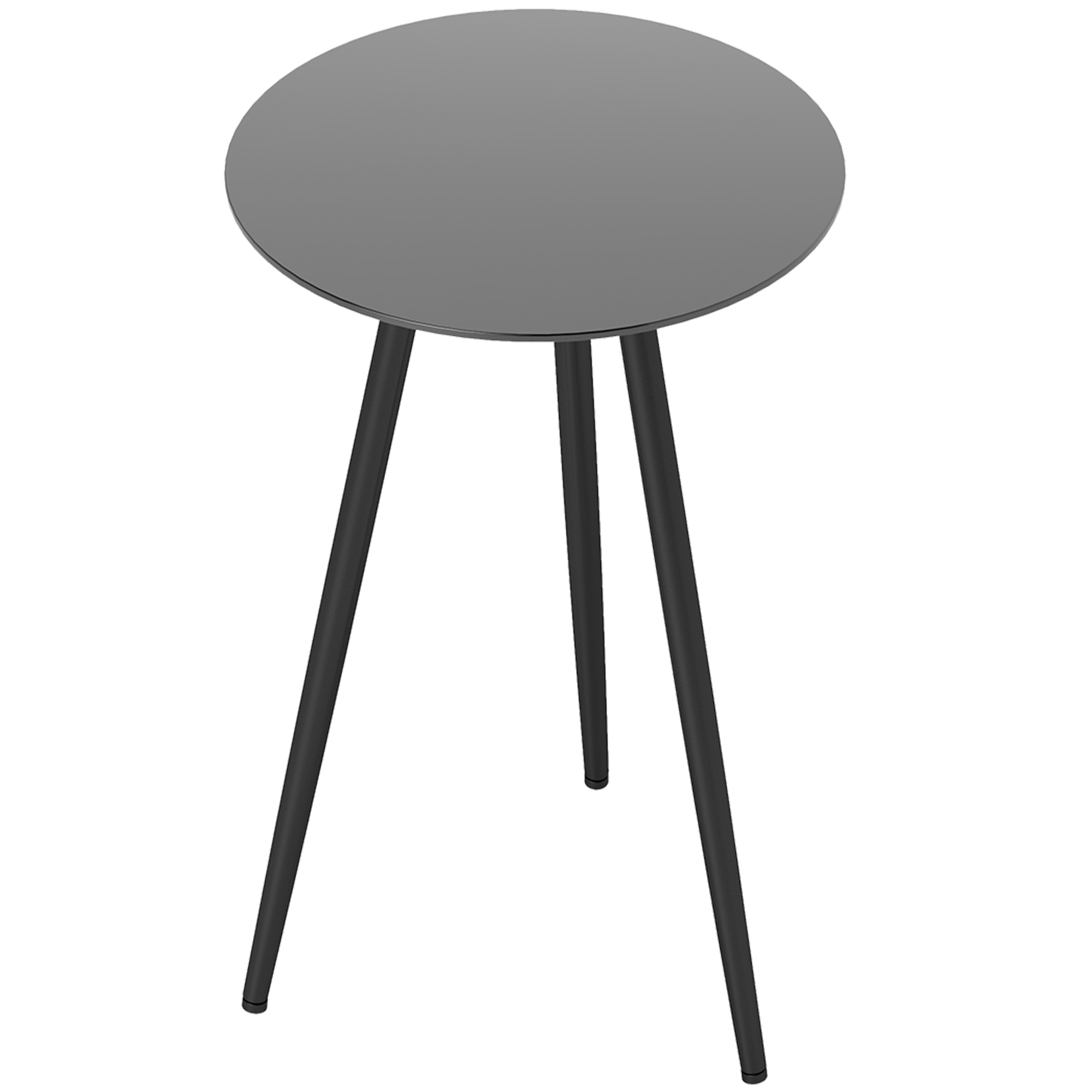 Outsunny Kleiner runder Gartencouchtisch, Beistelltisch, gehärtete Glasplatte, schlanke Beine, Stahlrahmen, Ø 40 x 50 cm, schwarz