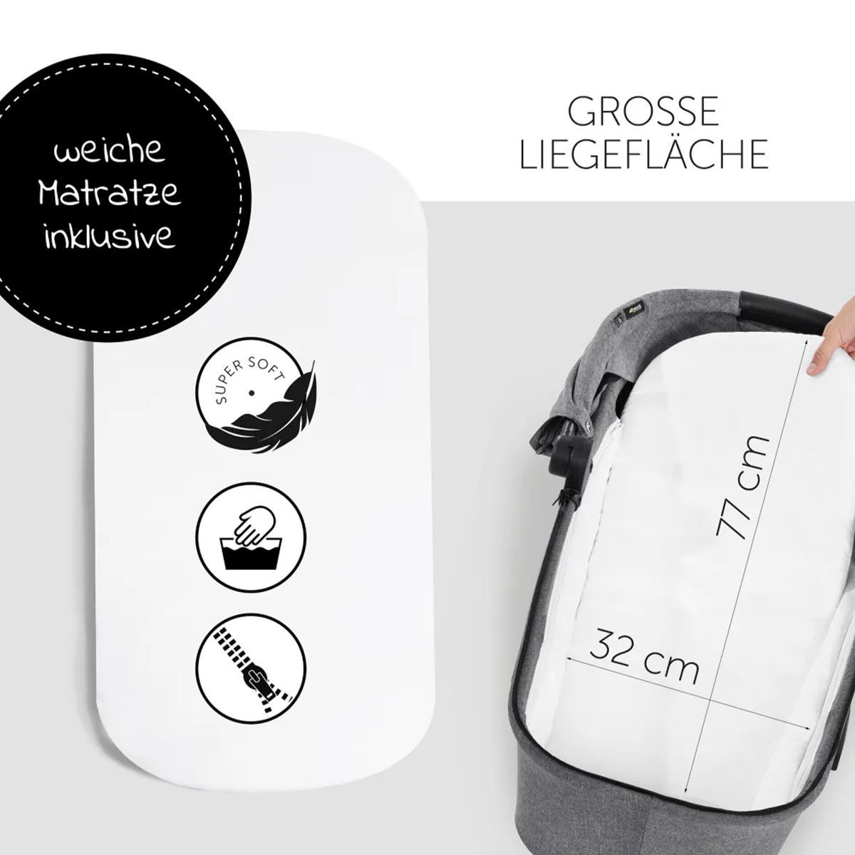 Kombi-Kinderwagen Vision X Duoset Black - Melange Grey