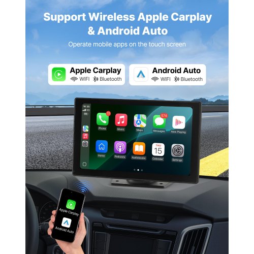 VEVOR Autoradio CarPlay Touchscreen 228,6mm Apple Android Front-/Rückkamera