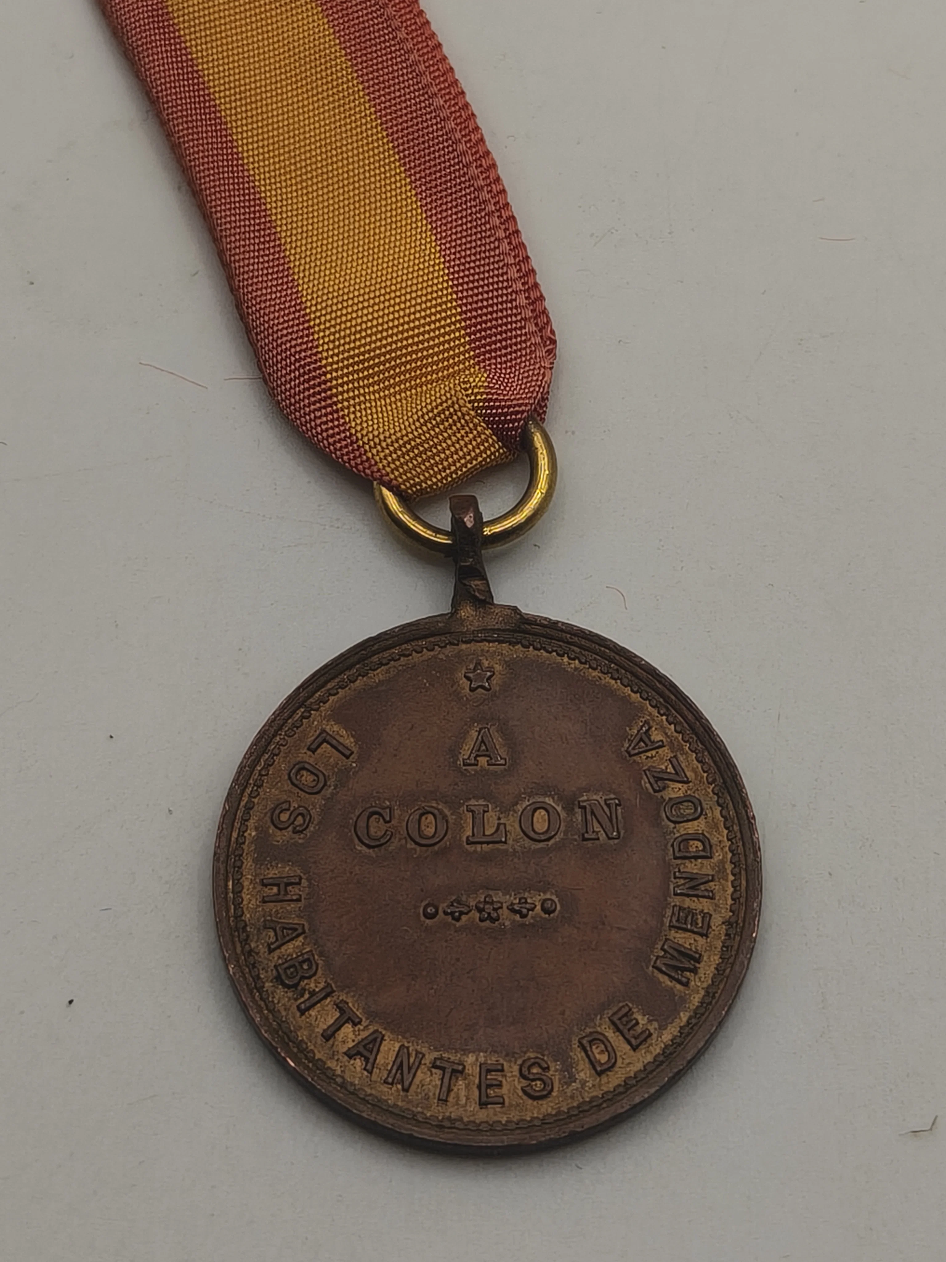 Cristobal Colon Conmemorative Medal Mendoza. Argentina
