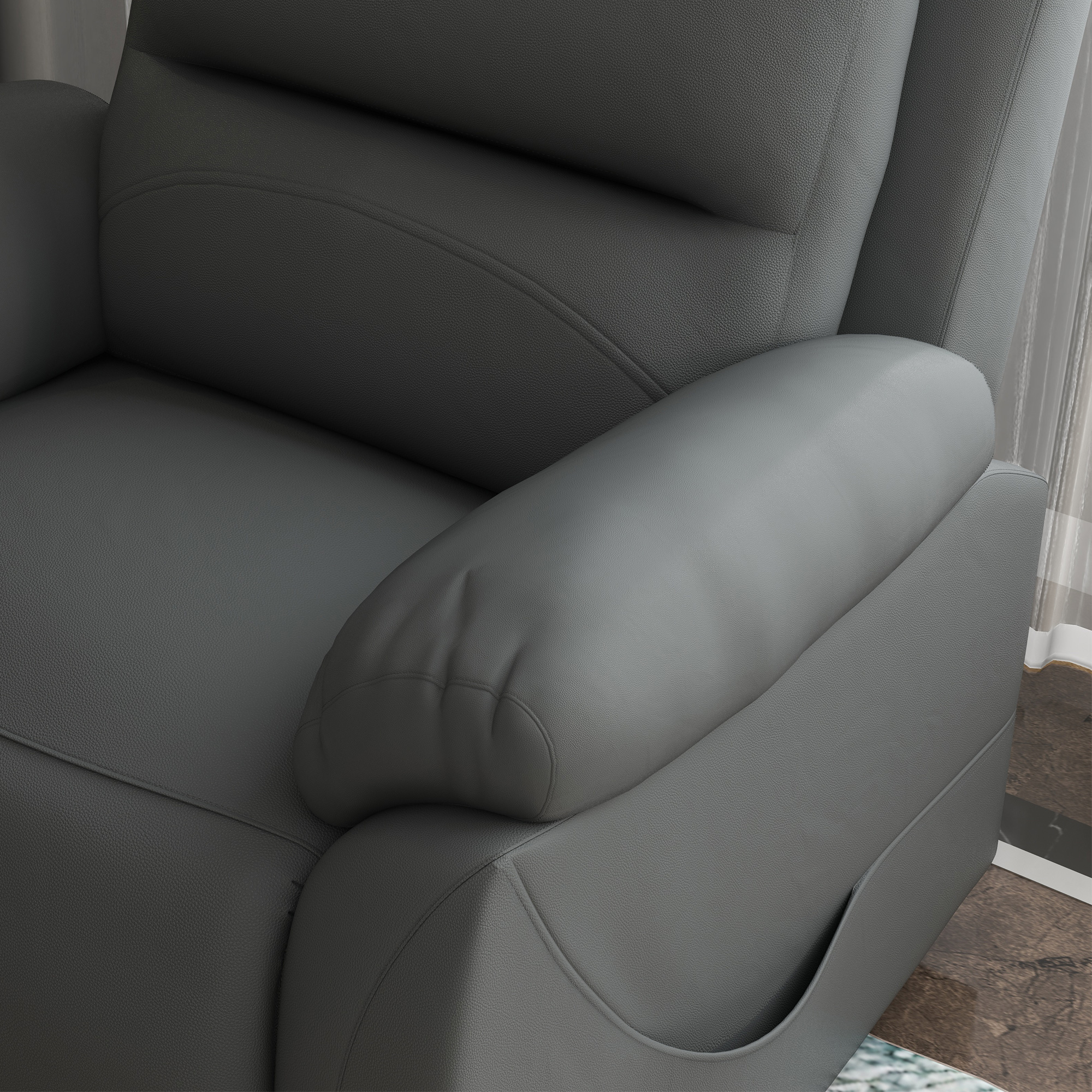 Relaxstoel met Opstahulp, Massagefunctie, Tot 180 kg, Kunstleer, Grijs