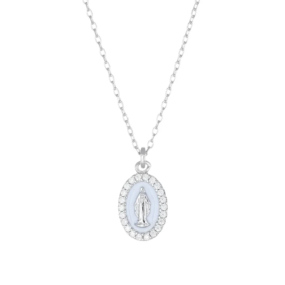 Collana Amen mini medaglia con madonna miracolosa bianca CLMISMBB
