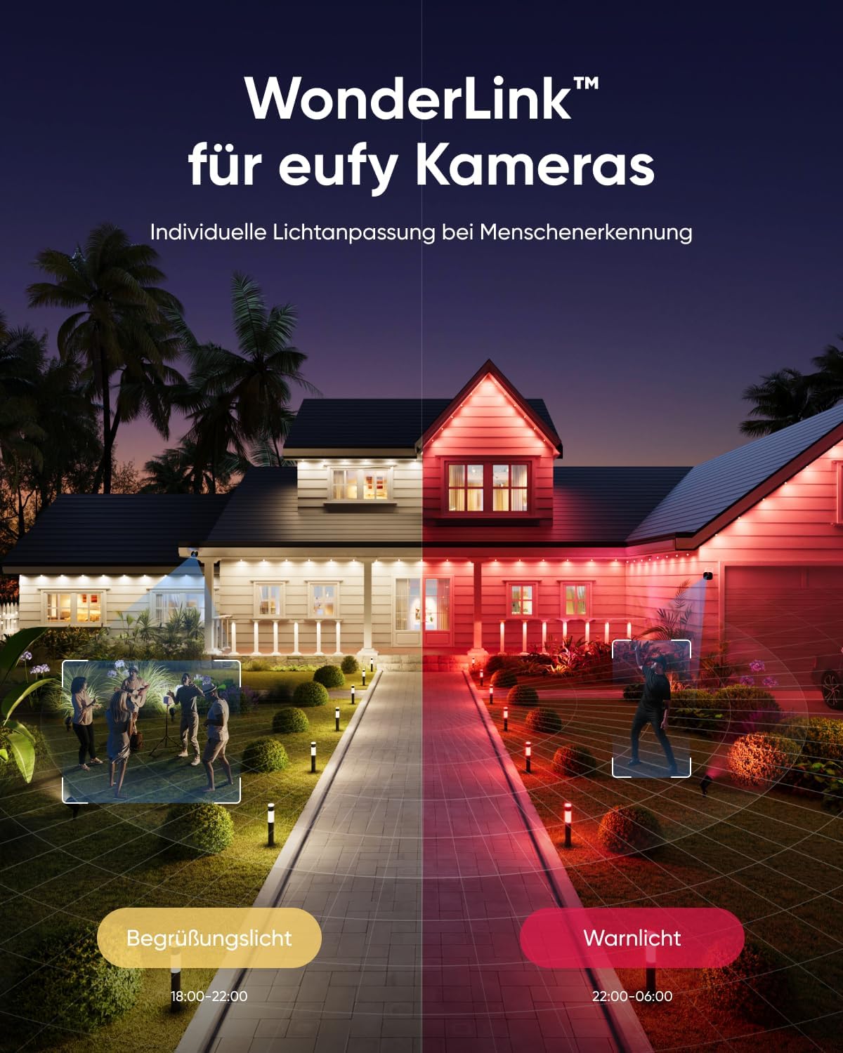eufy Außen-Wegeleuchten E10, 4er-Pack, Smarte Verkabelte RGBWW LED Leuchten, IP65 wasserdich für Garten & Terrasse, Steuerbar mit Alexa & App, Endlose KI-Lichtthemen für Feste, Kamera-Integration