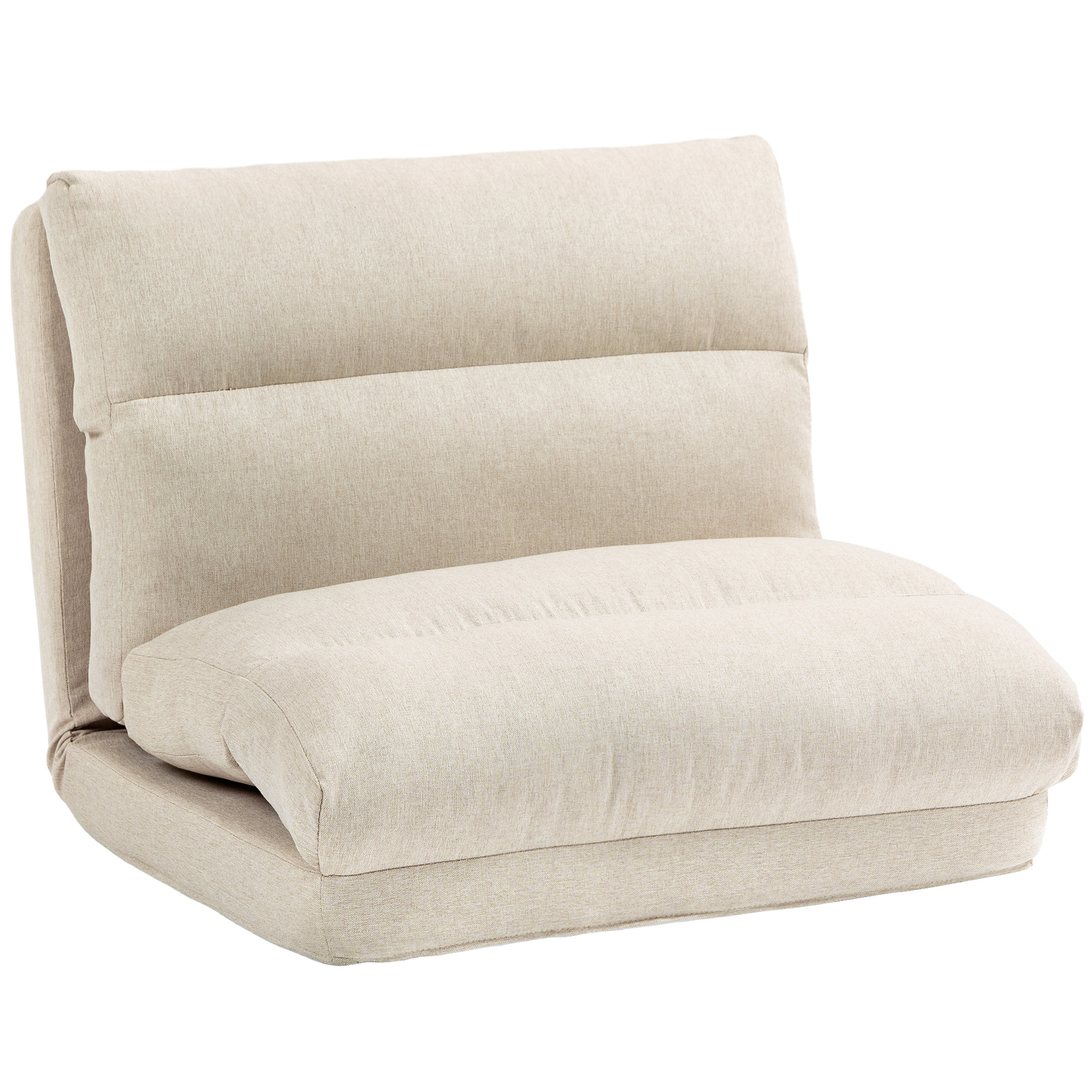 HOMCOM Sitzsack mit Bettfunktion, neigbare Lehne, klappbar, bis 120kg, 70 x 72 x 56 cm, Beige