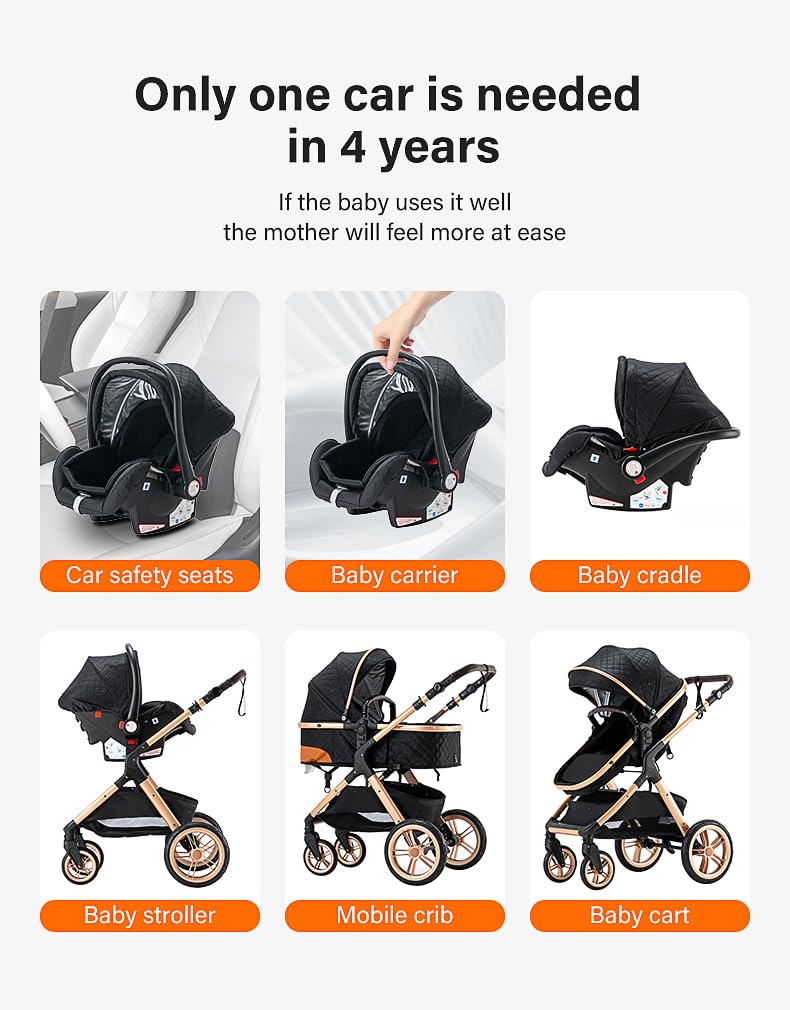 YAZOCO kinderwagen 3 in 1, Zusammenklappbar kinderwagen mit Wickeltasche,Komplettset Becherhalter,Moskitonetz, Fußabdeckung,Sitzzubehör (4 Rosa)