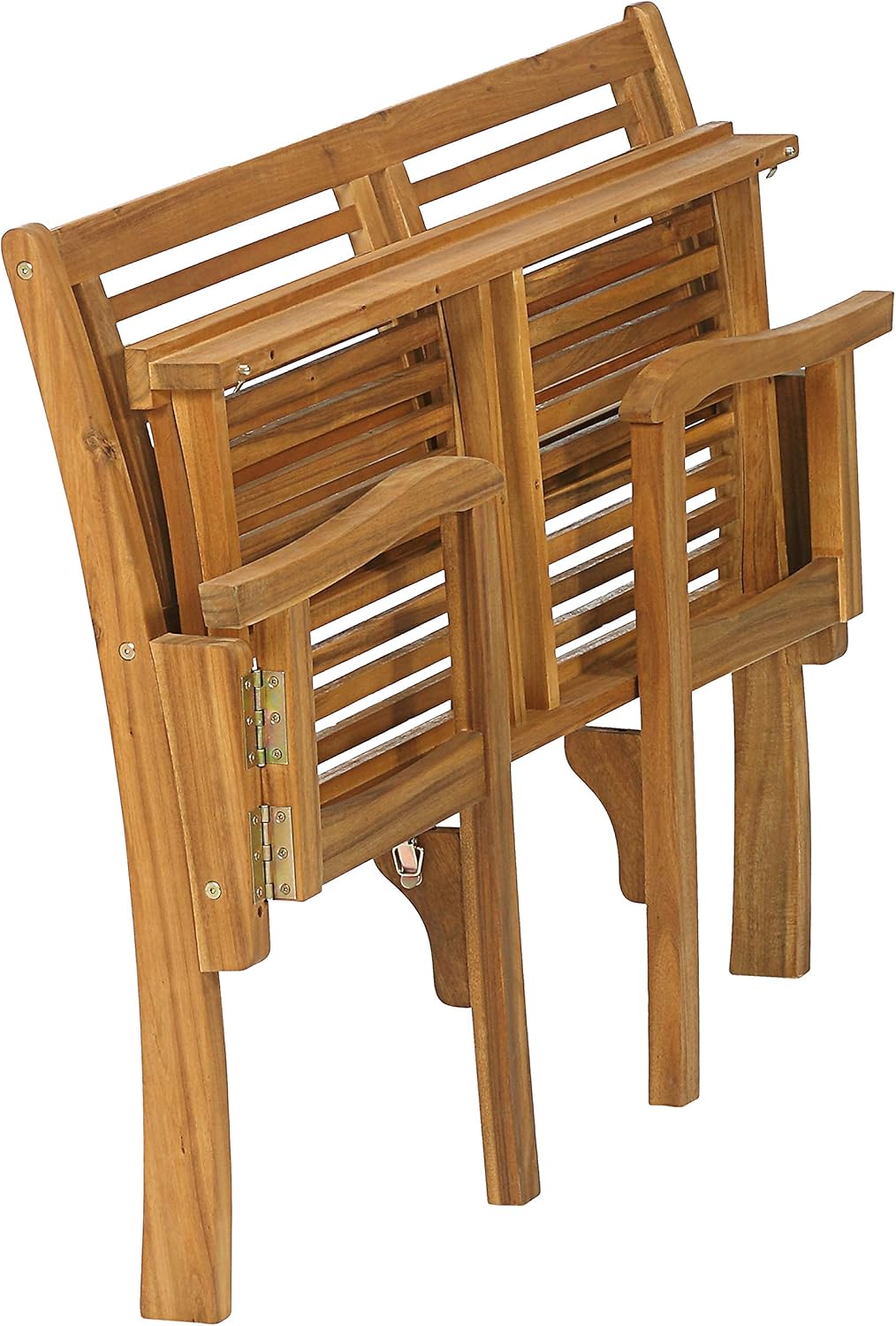Dehner Klappbank Douglas, 2-Sitzer, ca. 119 x 62 x 90 cm, aus FSC® - zertifiziertem Akazienholz, natur