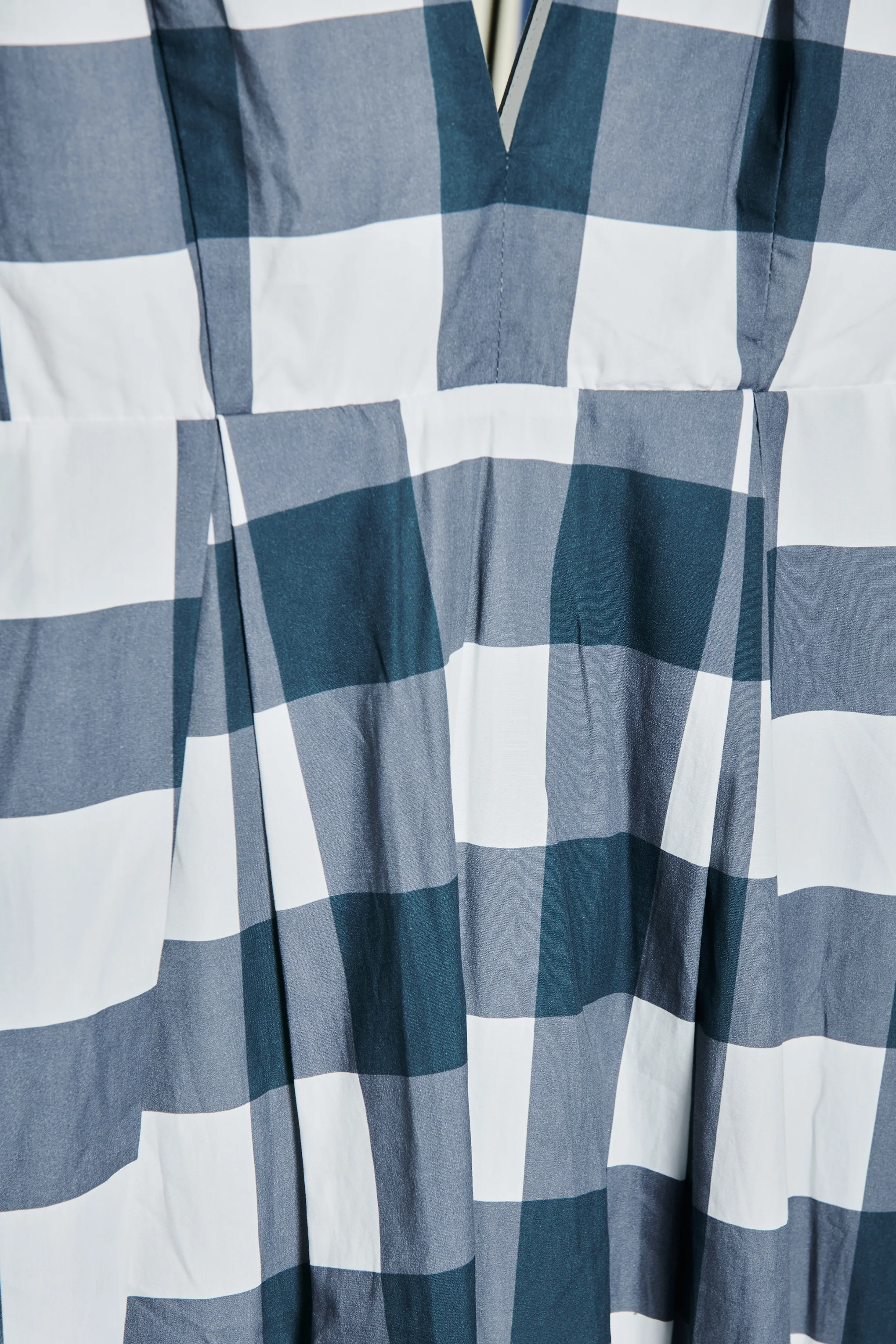 Louise Petrol Blue Check Plunging Back Maxi-Dress