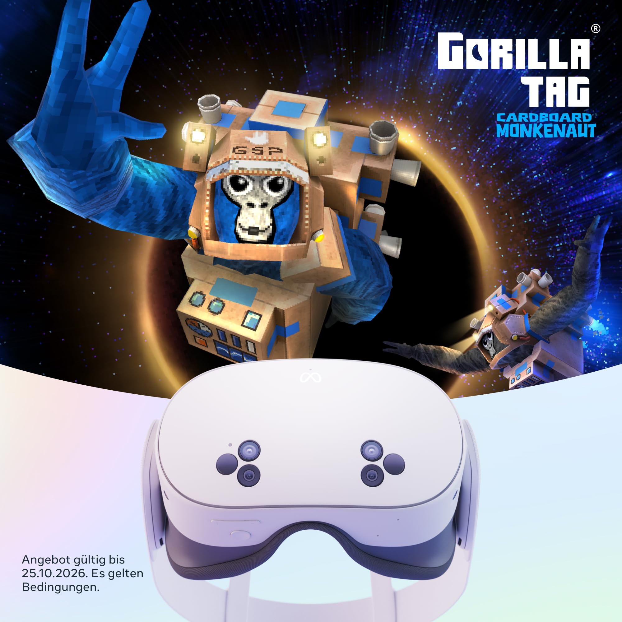 Meta Quest 3S 128 GB VR Headset 33 Prozent mehr Speicher doppelte Grafikleistung ohne Kabel Gorilla Tag Bundle