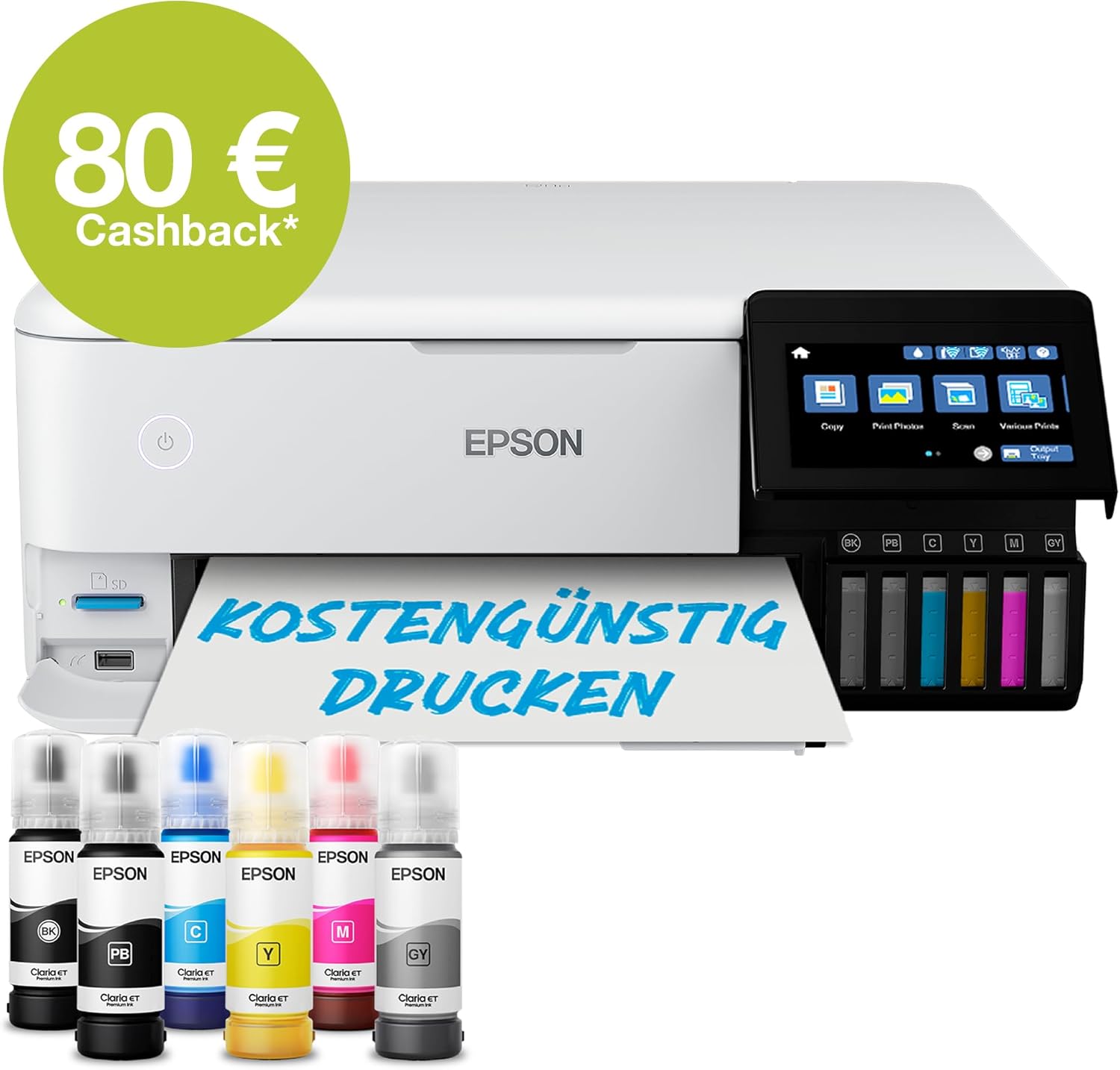 EcoTank ET-8500 Tintentankdrucker | Fotodruck | 6-Farb-Tintensystem | WLAN | A4 | Drucken, Kopieren, Scannen | 10.9 cm Touchscreen | Duplexdruck | hinterer Papiereinzug